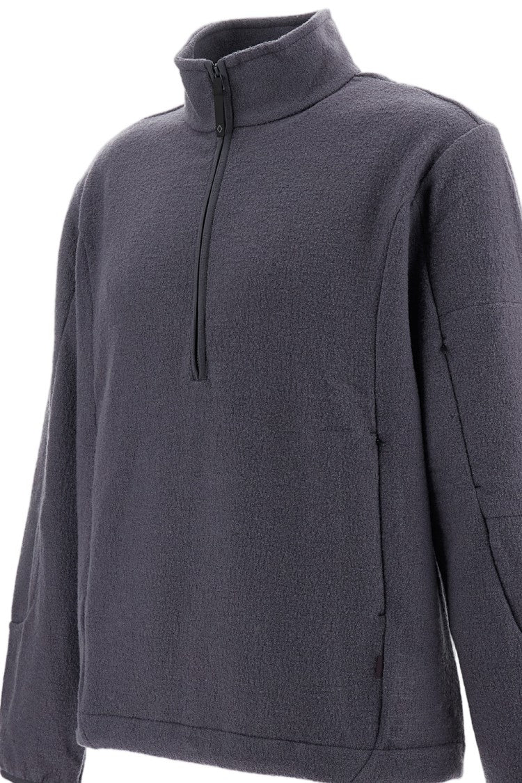 Pas Normal Studios Grey Off-Race Boiled Wool Half-Zip Knit Sweater