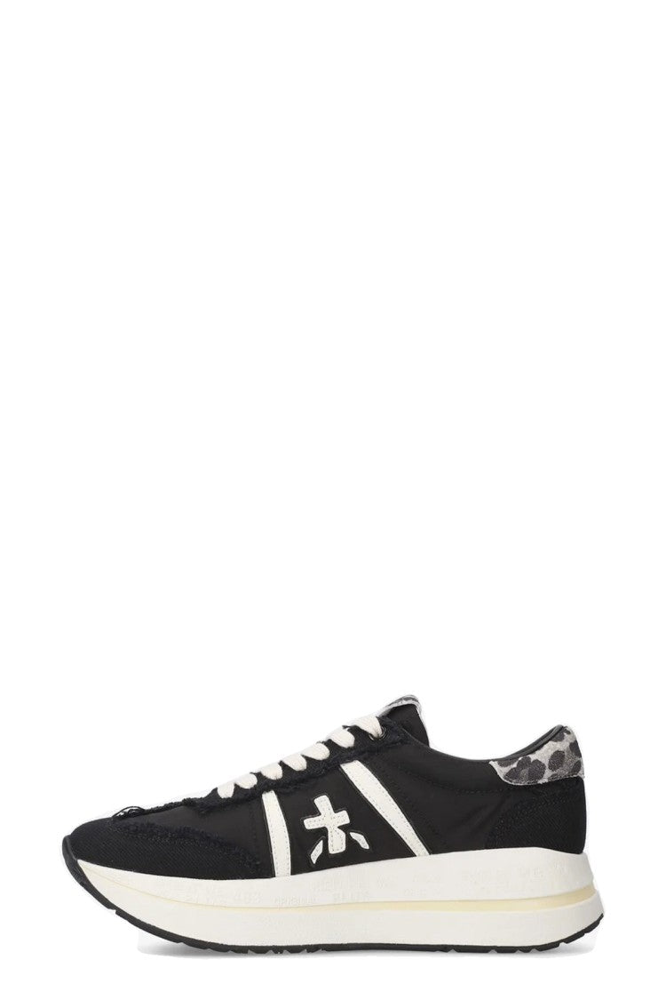 Premiata Black Leopard-Trim Chunky Sneaker