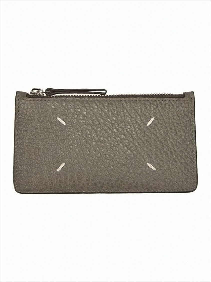 Maison Margiela Textured Calf Leather Wallet With Zippered Closure