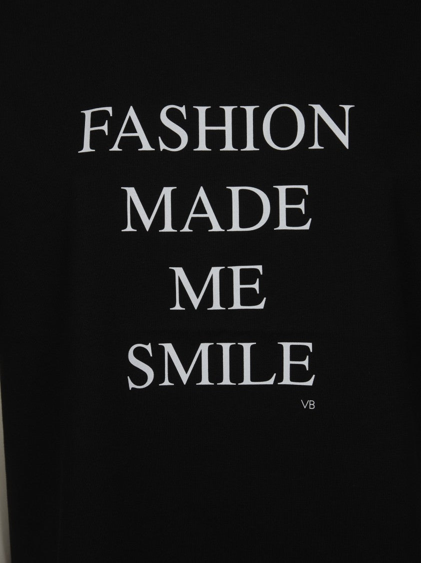 Victoria Beckham Black Cropped Round Neck T-Shirt