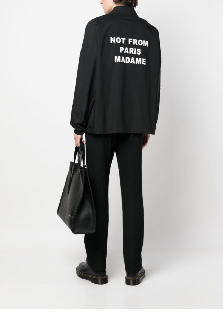 Drôle De Monsieur Black Jacket With Bold Slogan Design