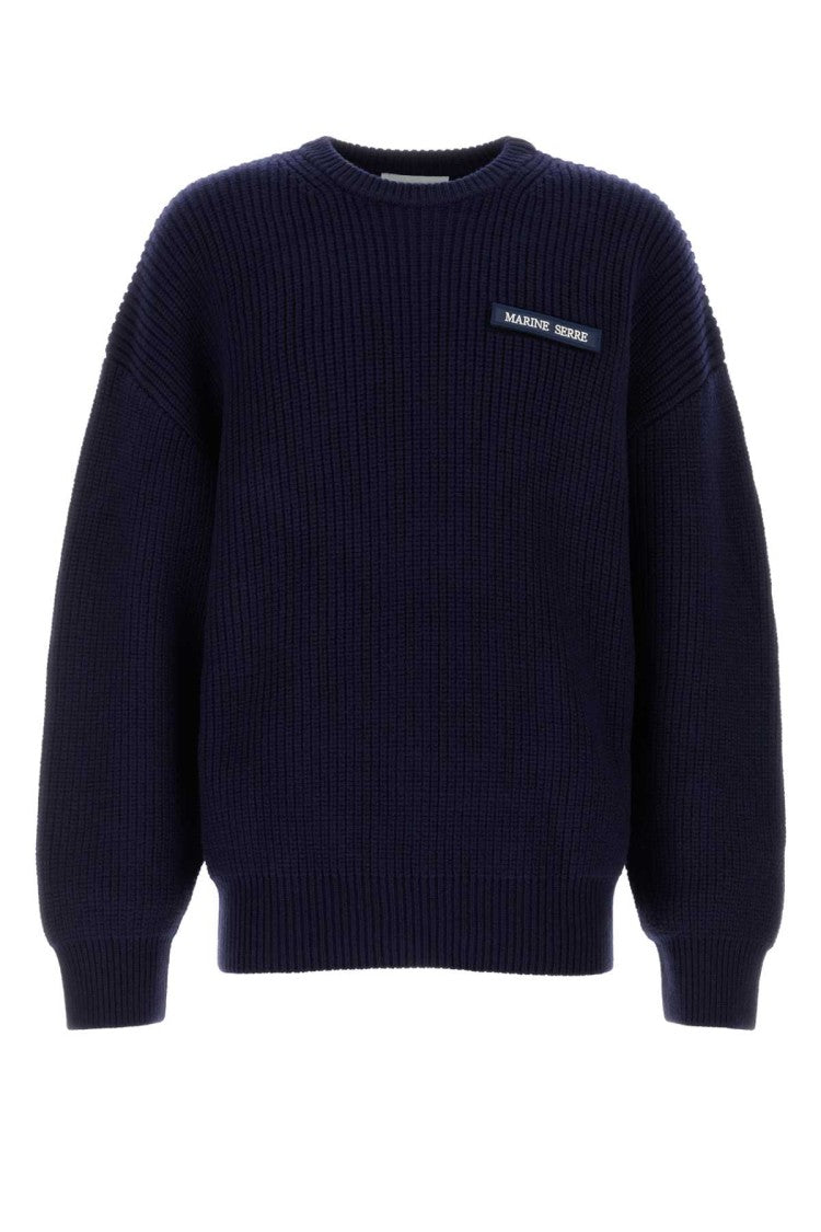 Marine Serre Navy Blue Wool Sweater