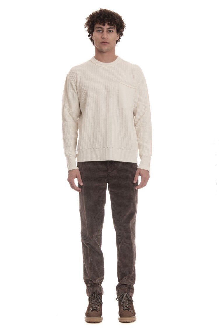 Roberto Collina Bicolor Wool-Cashmere Crewneck Sweater