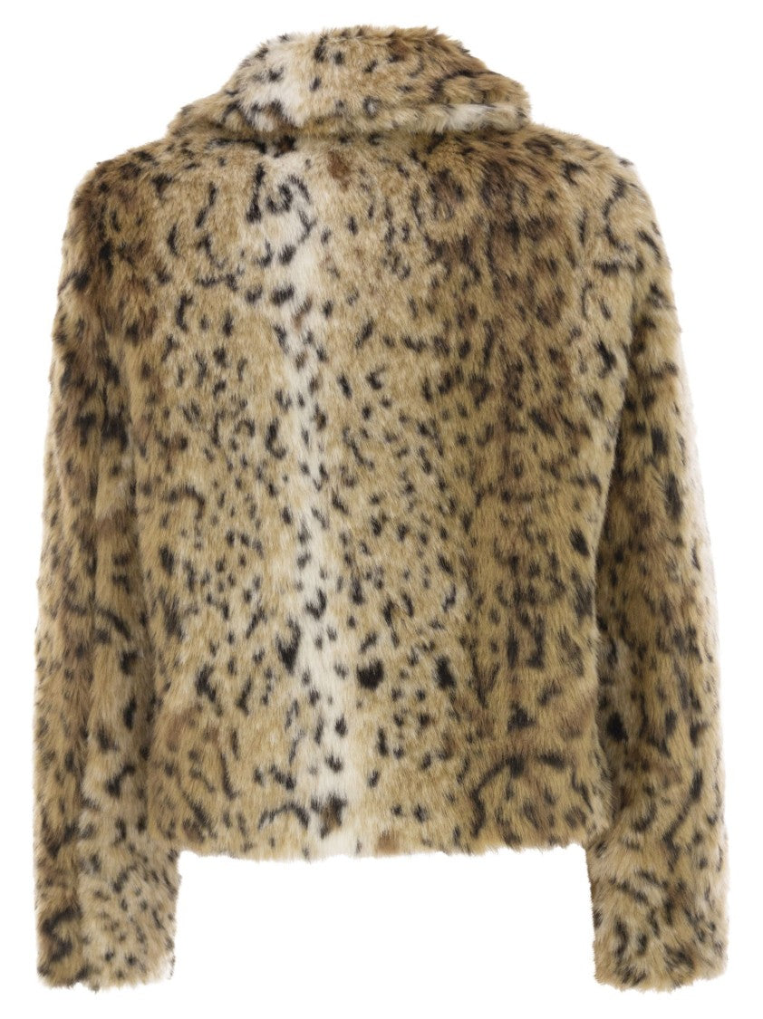 Max Mara Animal Print Jacquard Eco-Friendly Fur Coat