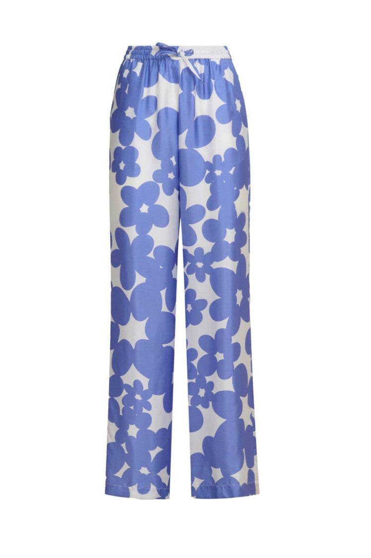 Marni Wide-Leg Silk Pants With Vibrant Floral Pattern