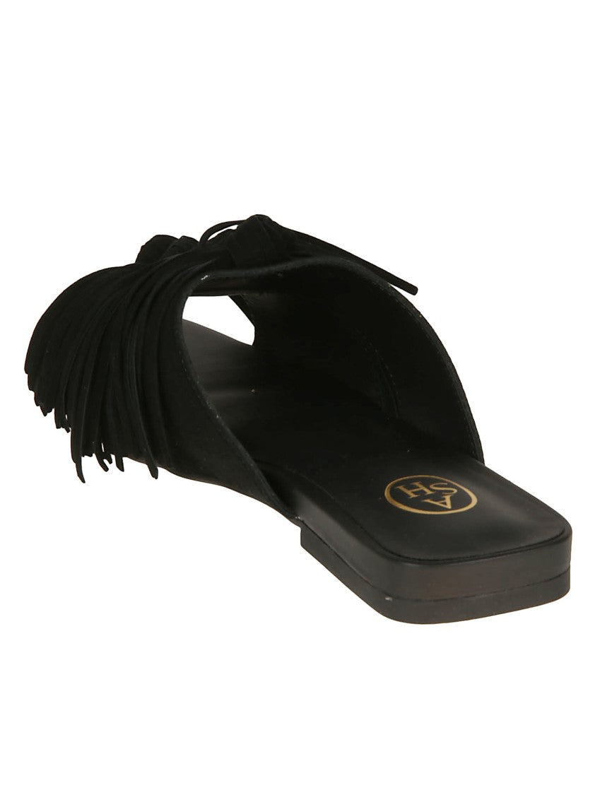Ash Brigitte Flat Black Suede Sandals