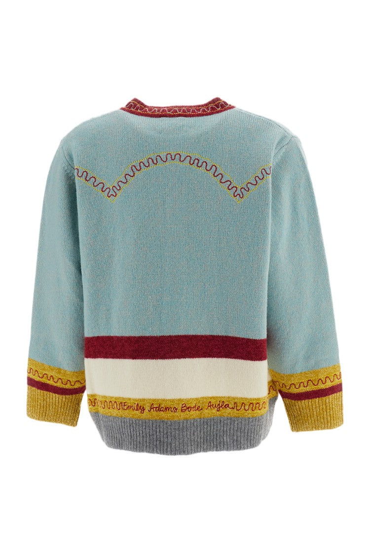 Bode New York Rock Candy Hand-Knit Boucle Wool Cardigan