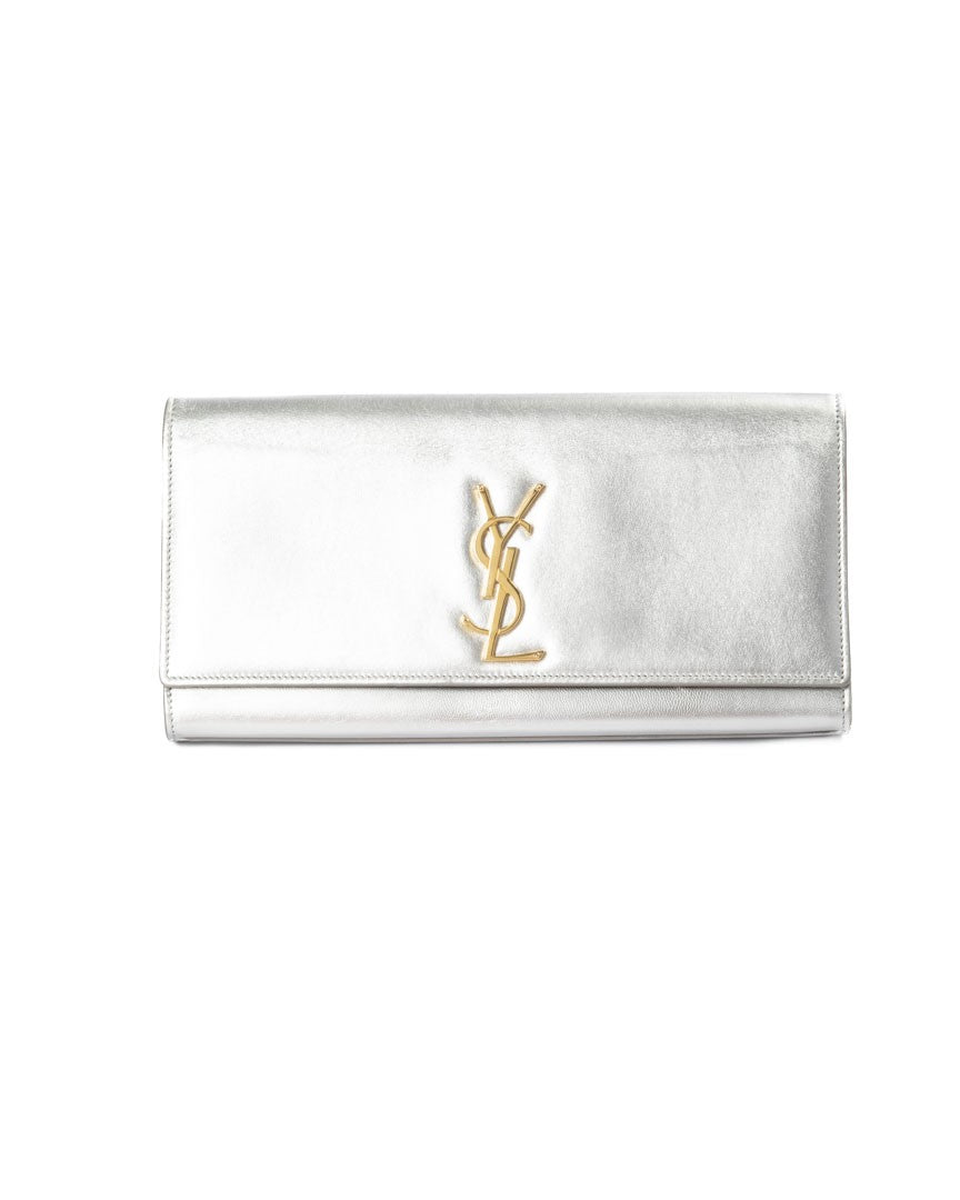 Saint Laurent Argento Kate Medium Leather Clutch