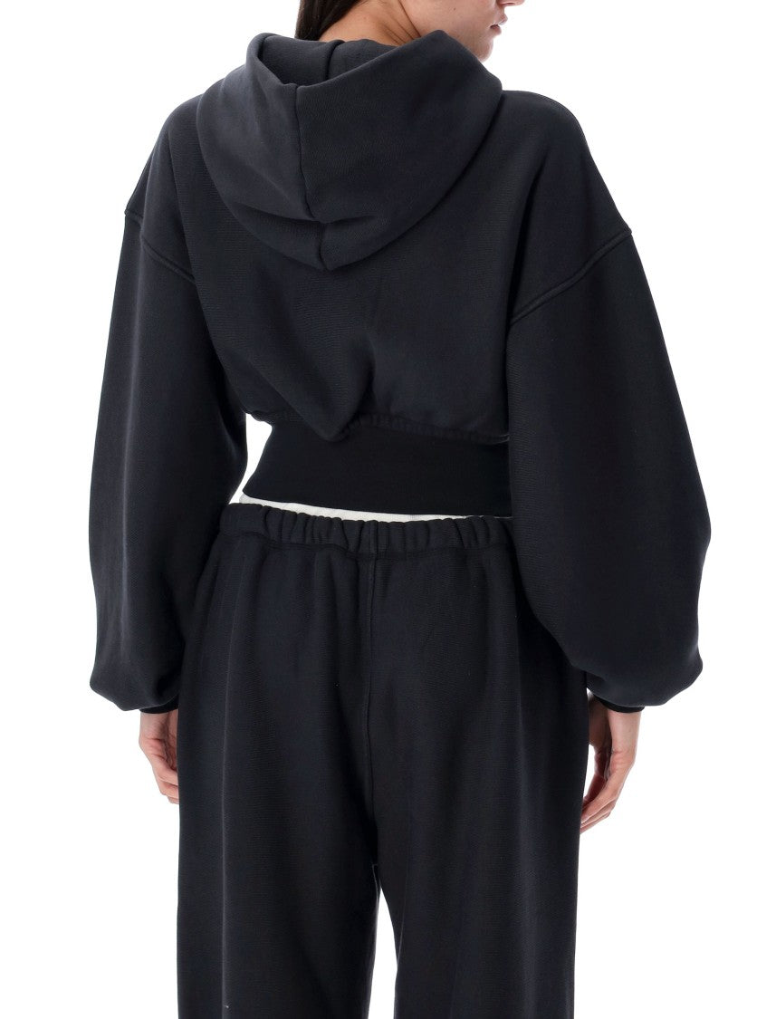 T By Alexander Wang Cropped Zip Up Hoodie