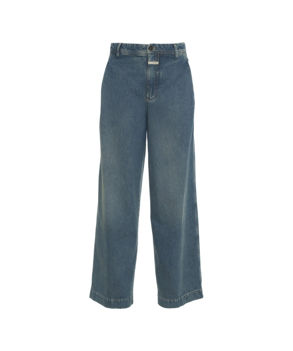Closed High-Waisted Straight Leg Denim Jeans With Minimalist Design
