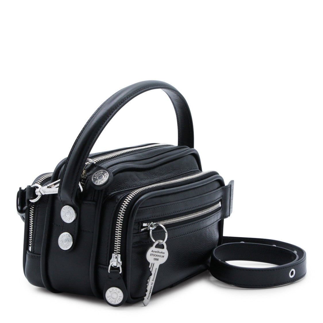 Acne Studios Structured Black Handbag With Zippered Compartments