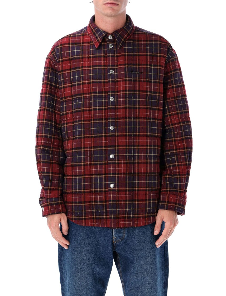 Off-White Padded Check Cotton Shirt Jacket With Logo