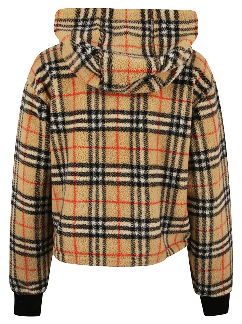 Burberry Cropped Checkered Jacket With Adjustable Hood