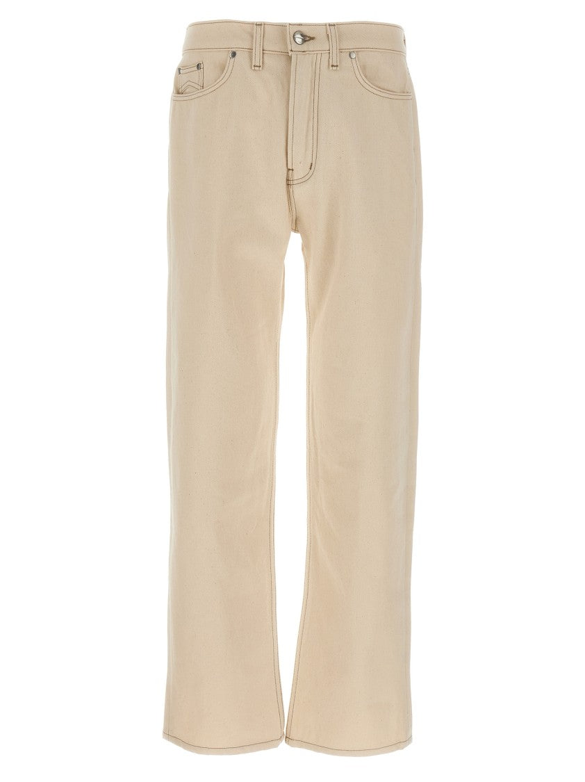 Rhude Straight-Leg Garment-Dyed Denim Jeans With Leather Logo Label