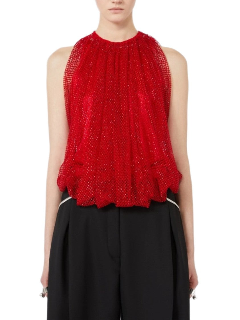 Max Mara Textured Red Sleeveless Top