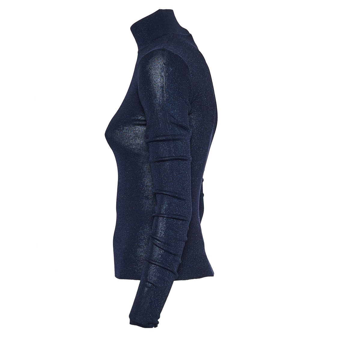 Self-Portrait Fitted Navy Viscose Knit Top