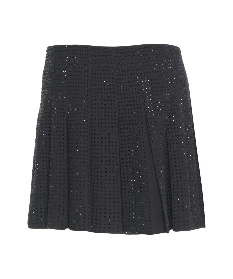 Pinko Tailored Pleated Mini Skirt With Sparkling Embellishments