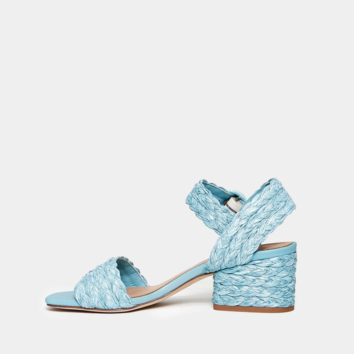Paloma Barceló Woven Raffia Heeled Sandals With Ankle Strap