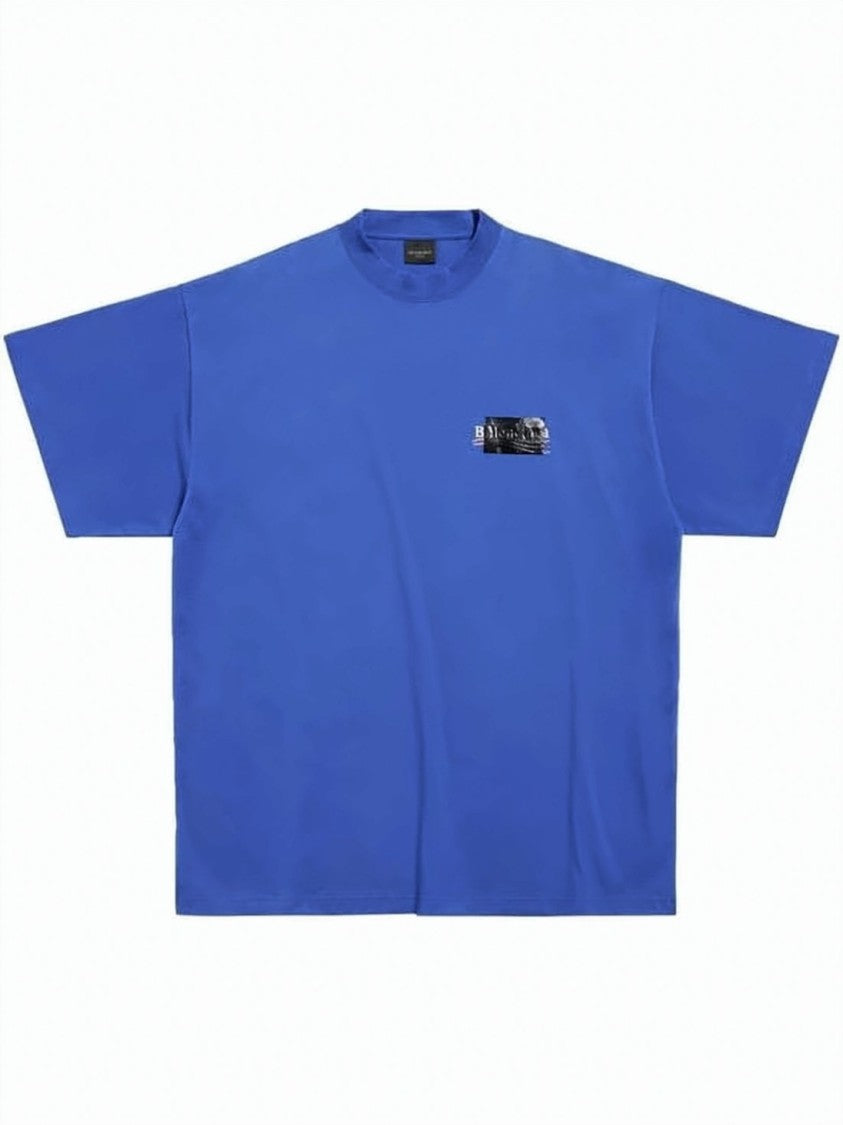 Balenciaga Boxy Fit Graphic Print T-Shirt In Vibrant Blue