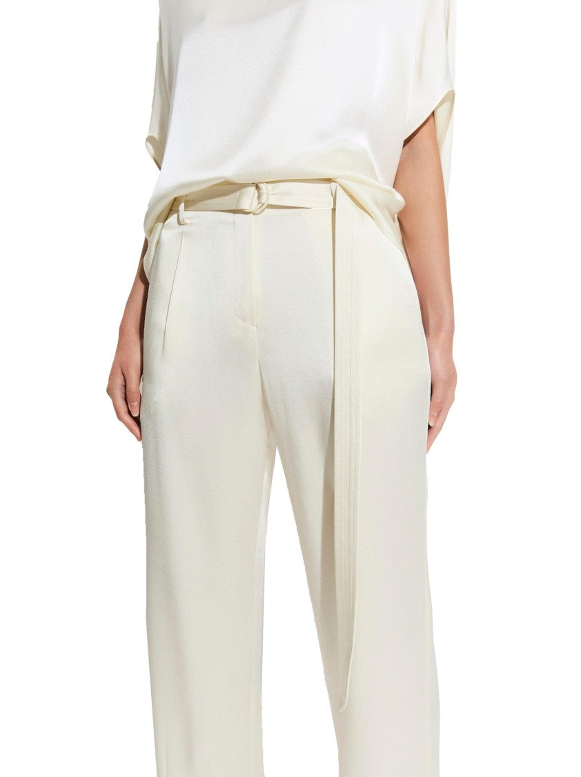 Lapointe Cream Double-Face Satin Trousers With D-Ring Belt