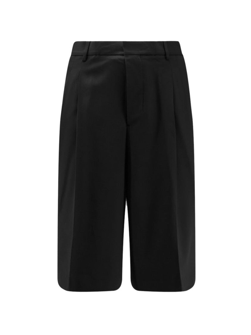 Ami Paris Black Tailored Mid-Rise Pleated Shorts