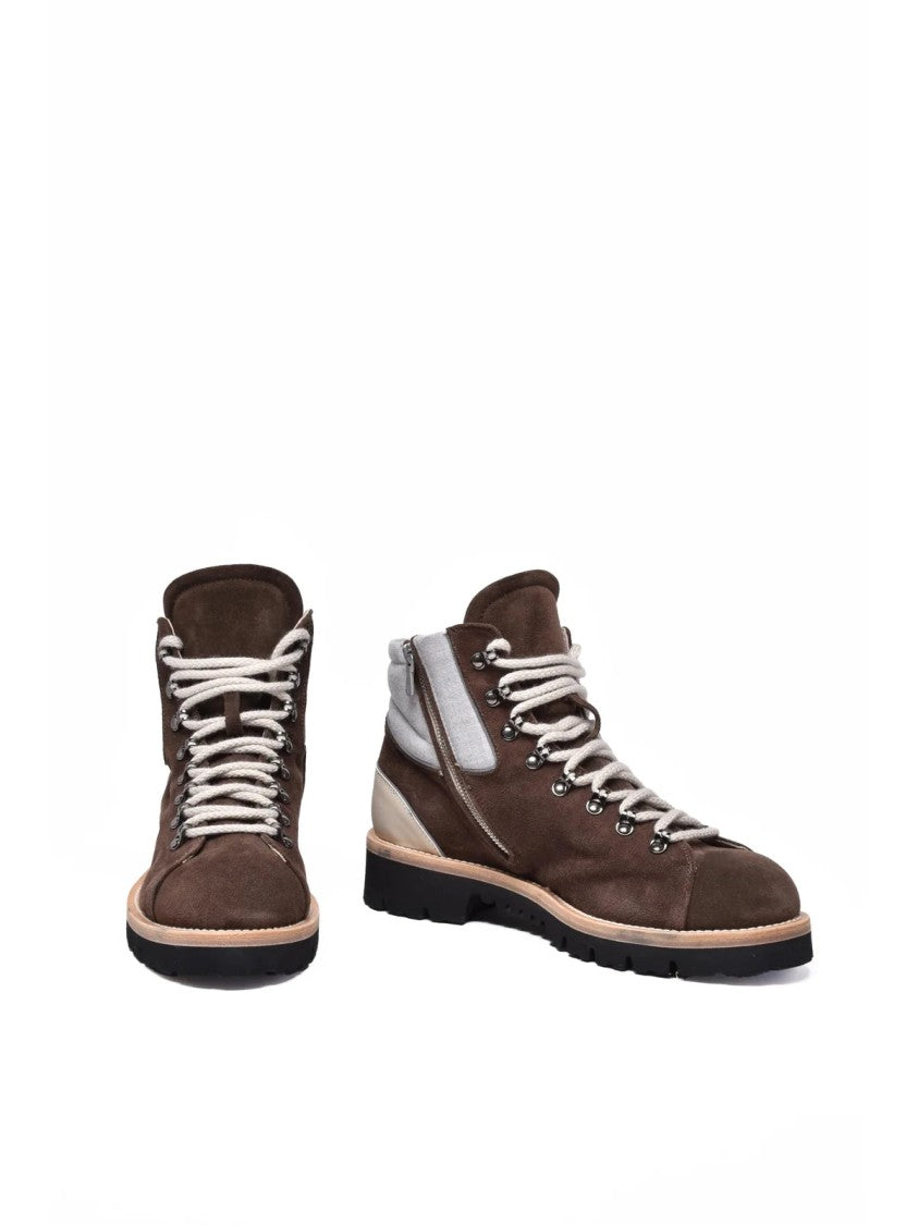 Eleventy Grey/Brown Suede Zip Boots
