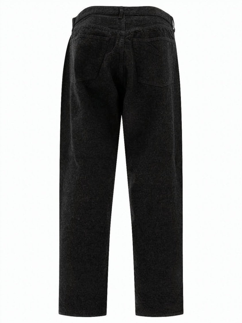 Kaptain Sunshine Washed Black Straight-Leg Denim Pants With Copper Rivet Details