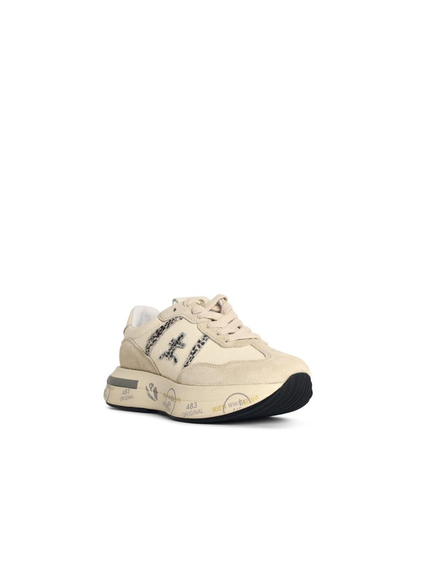 Premiata 'Cassie 7682' Leather Blend Sneakers Off White