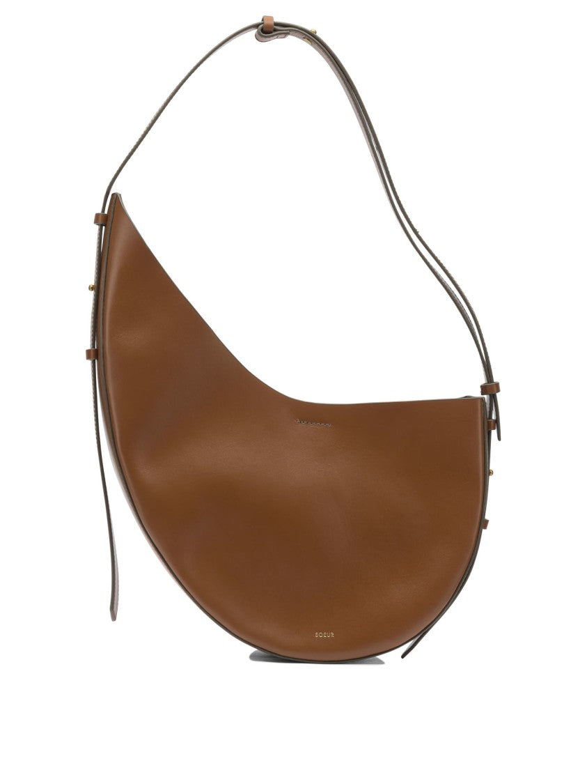 Soeur Crescent-Shaped Leather Shoulder Bag With Adjustable Strap