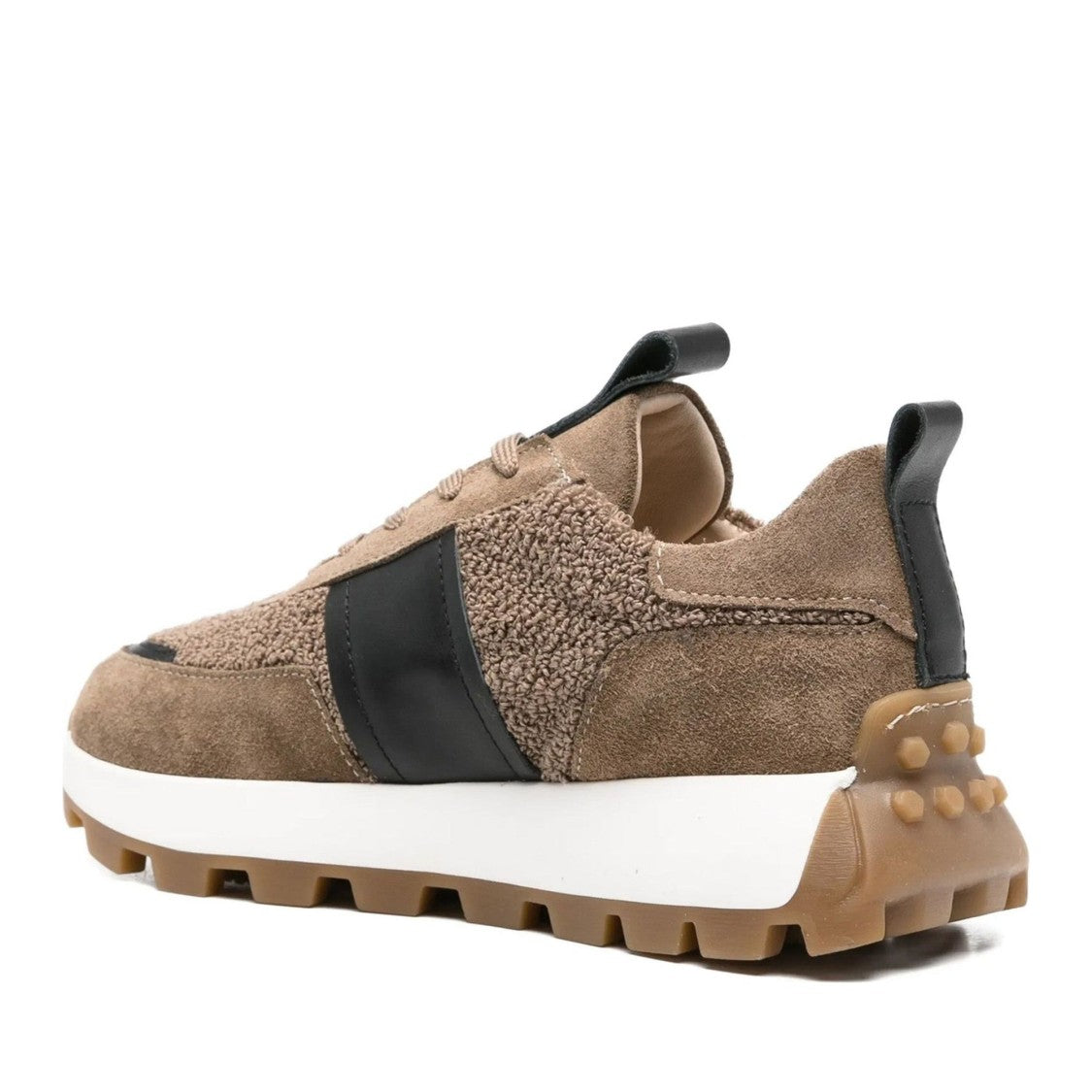 Sergio Moretti Beige Leather Chunky Outsole Sneakers