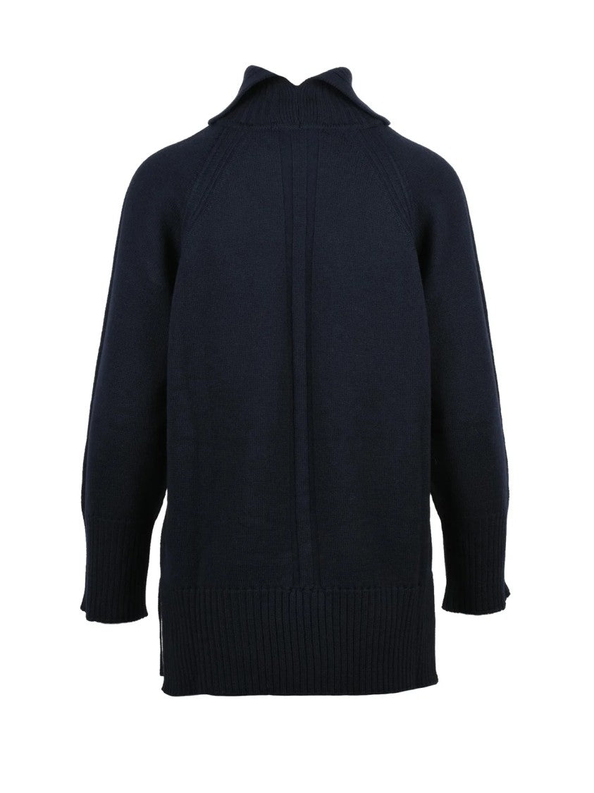Alpha Studio Classic High-Neck Turtleneck Sweater With Vertical Knit Detailing