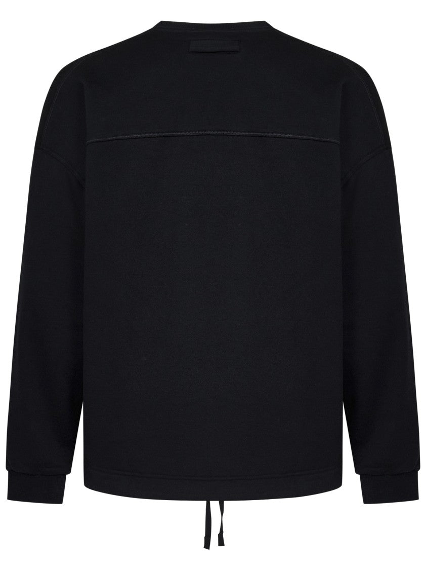 Zegna Relaxed Fit Black Sweater With Drawstring Hem