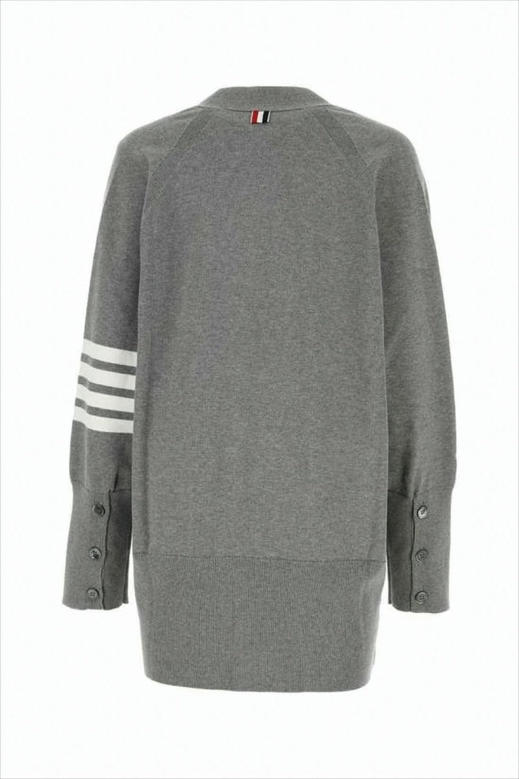 Thom Browne V-Neck Cardigan With Button-Down Front And Tricolor Detail
