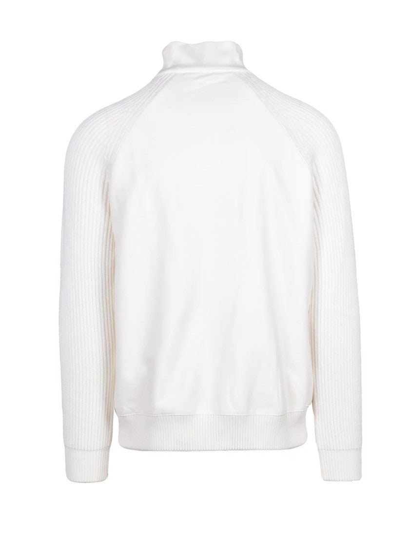 Eleventy Wool Blend Jacket With Knit Interior And Zip Closure