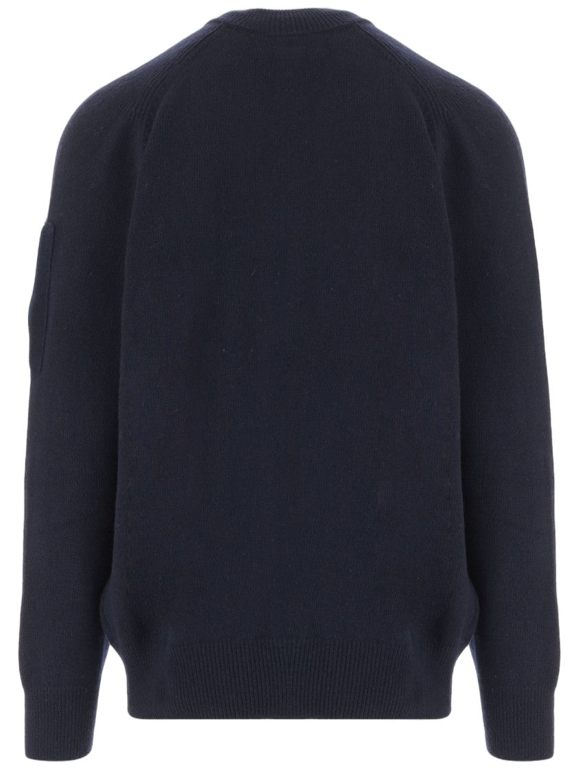 C.P. Company Navy Wool-Blend Zip-Through Knit