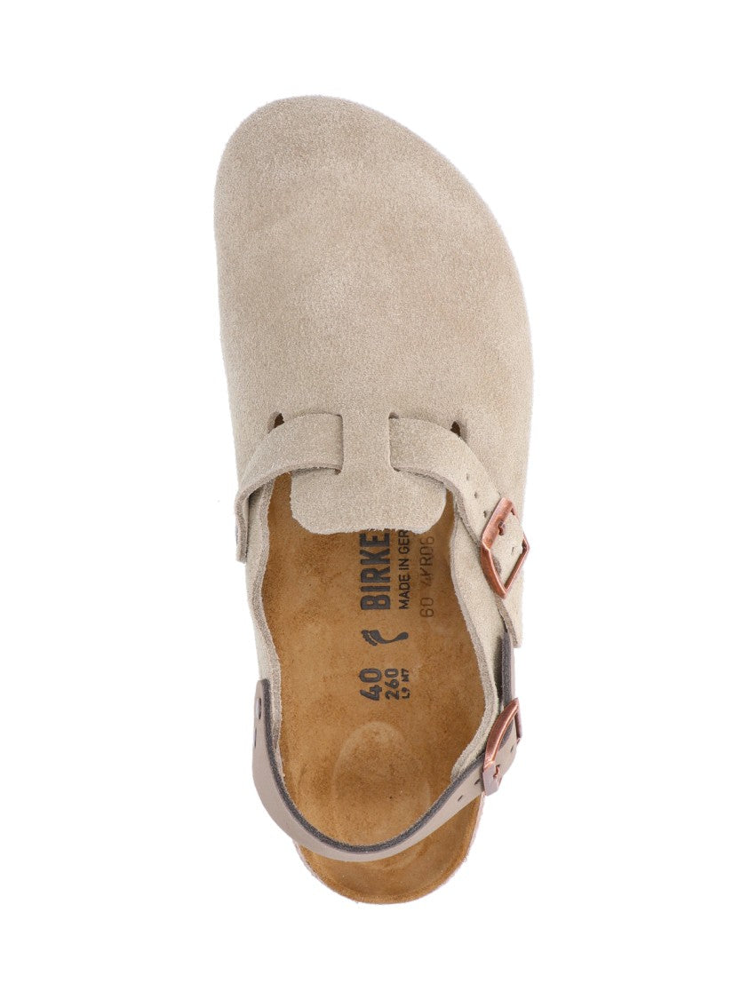 Birkenstock "Tokio" Mules – Taupe Suede
