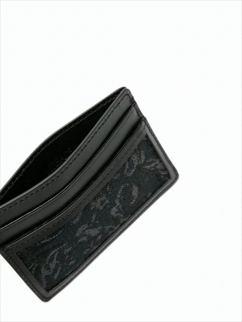 Versace Calf Leather Card Wallet With Patterned Design