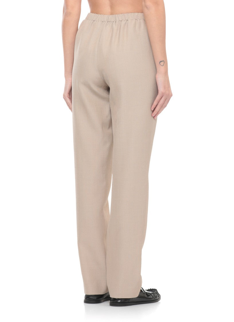 Loulou De Saison Beige Scot Viscose Straight-Leg Pants