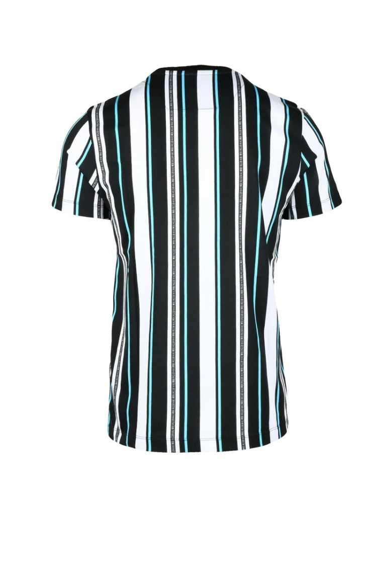 Bikkembergs White Striped Cotton T-Shirt