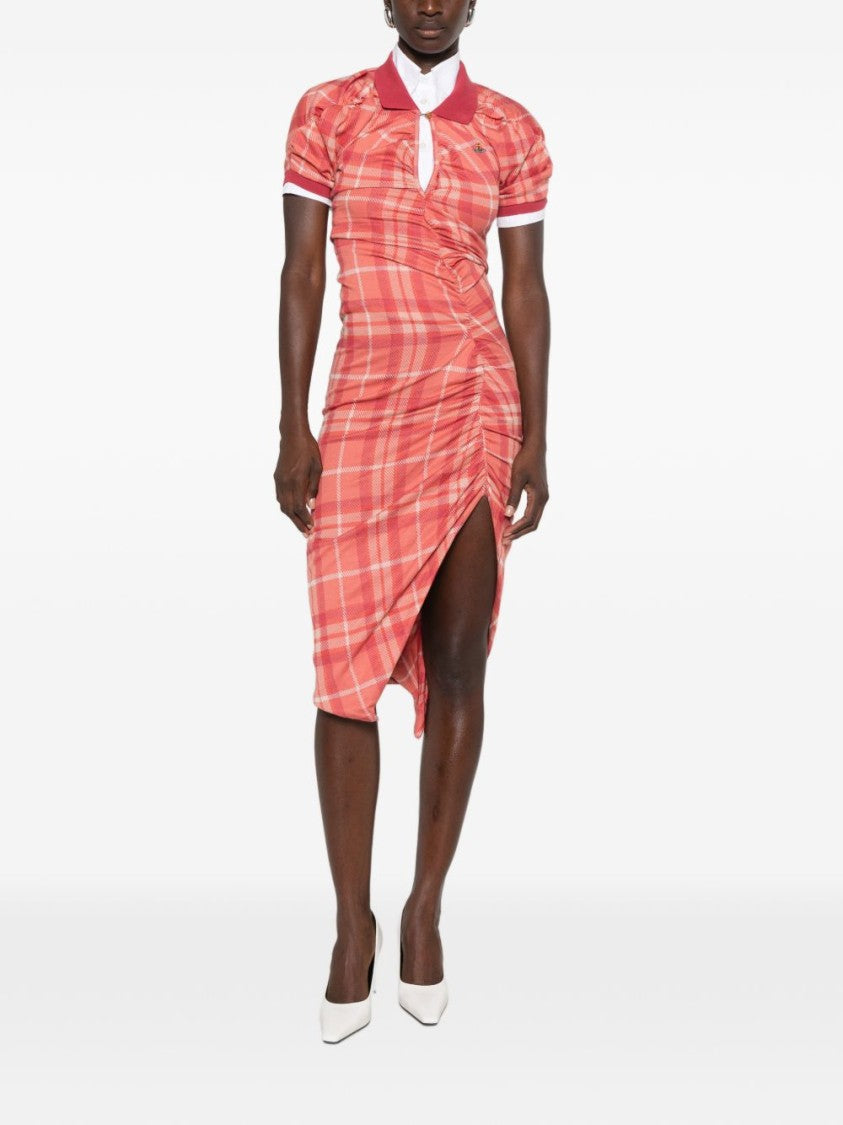 Vivienne Westwood Fitted Midi Dress With Ruched Front And Asymmetrical Hemline