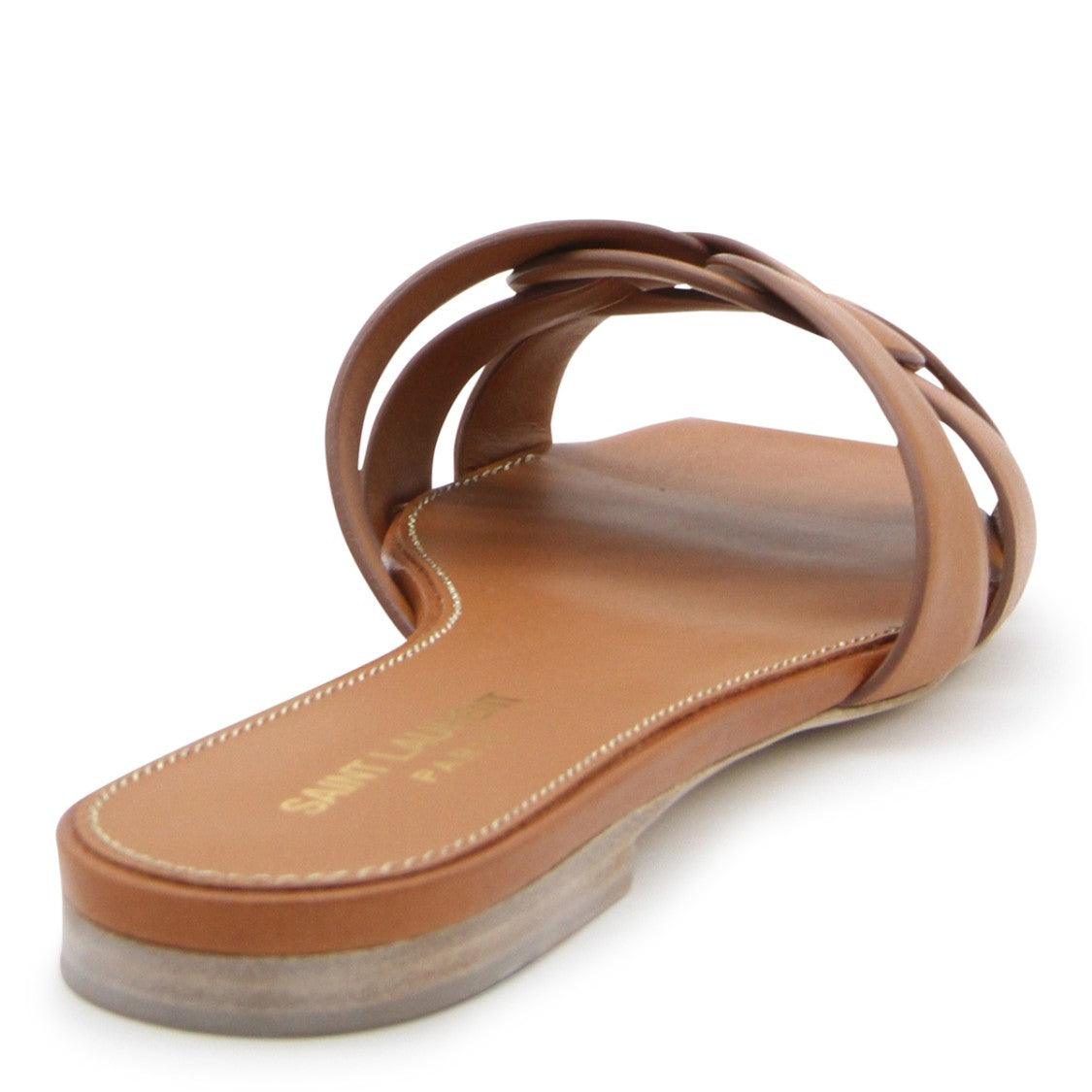 Saint Laurent Brown Leather Tribute Flats