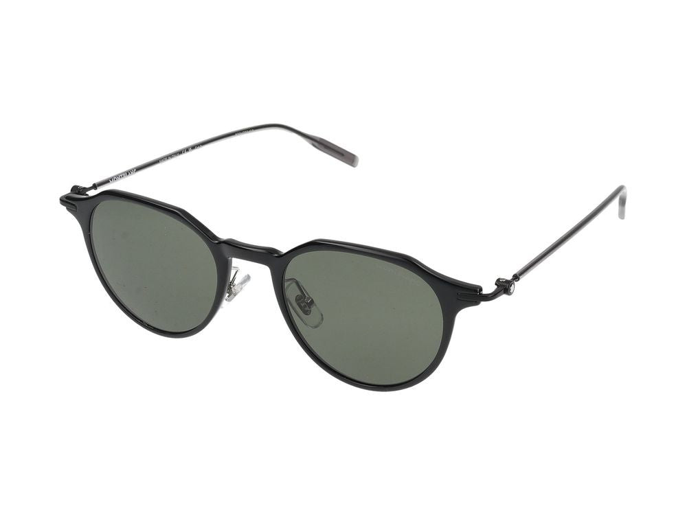 Montblanc Black Slim Round Sunglasses