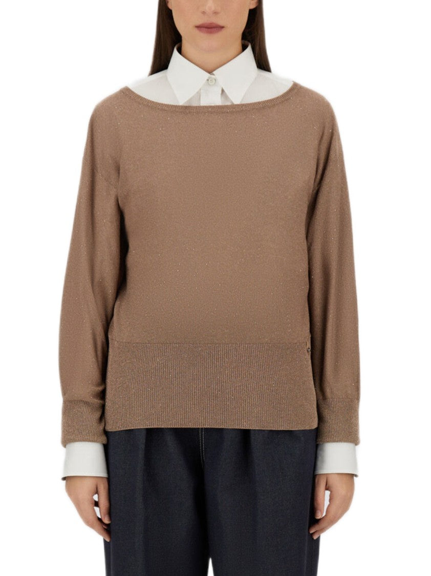 Herno Viscose Knit Sweater With All-Over Sequin Embroidery