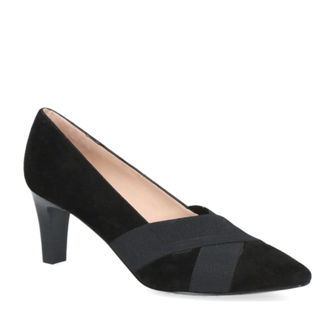 Peter Kaiser Black Pointed Toe Subtle Strap Detail Leather Dress Pumps