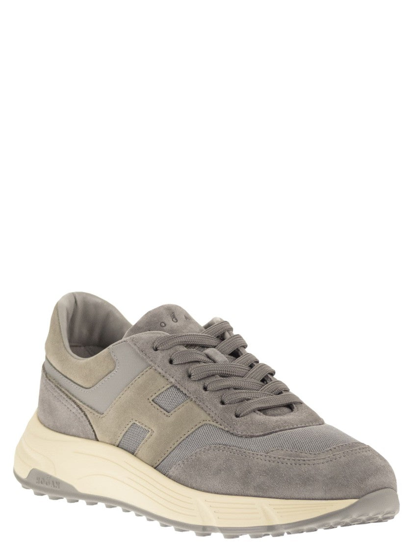 Hogan Fluid-Shaped Suede And Fabric Sneakers