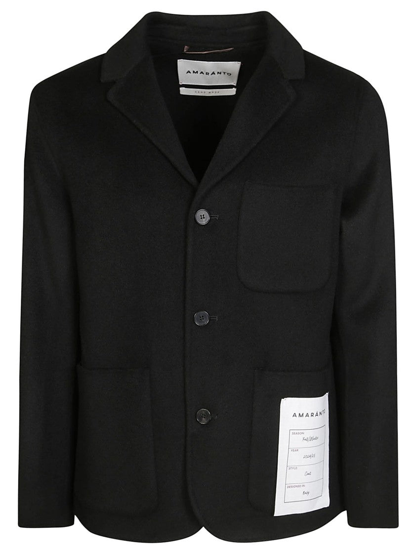 Amaranto Classic Black Jacket With Notched Collar