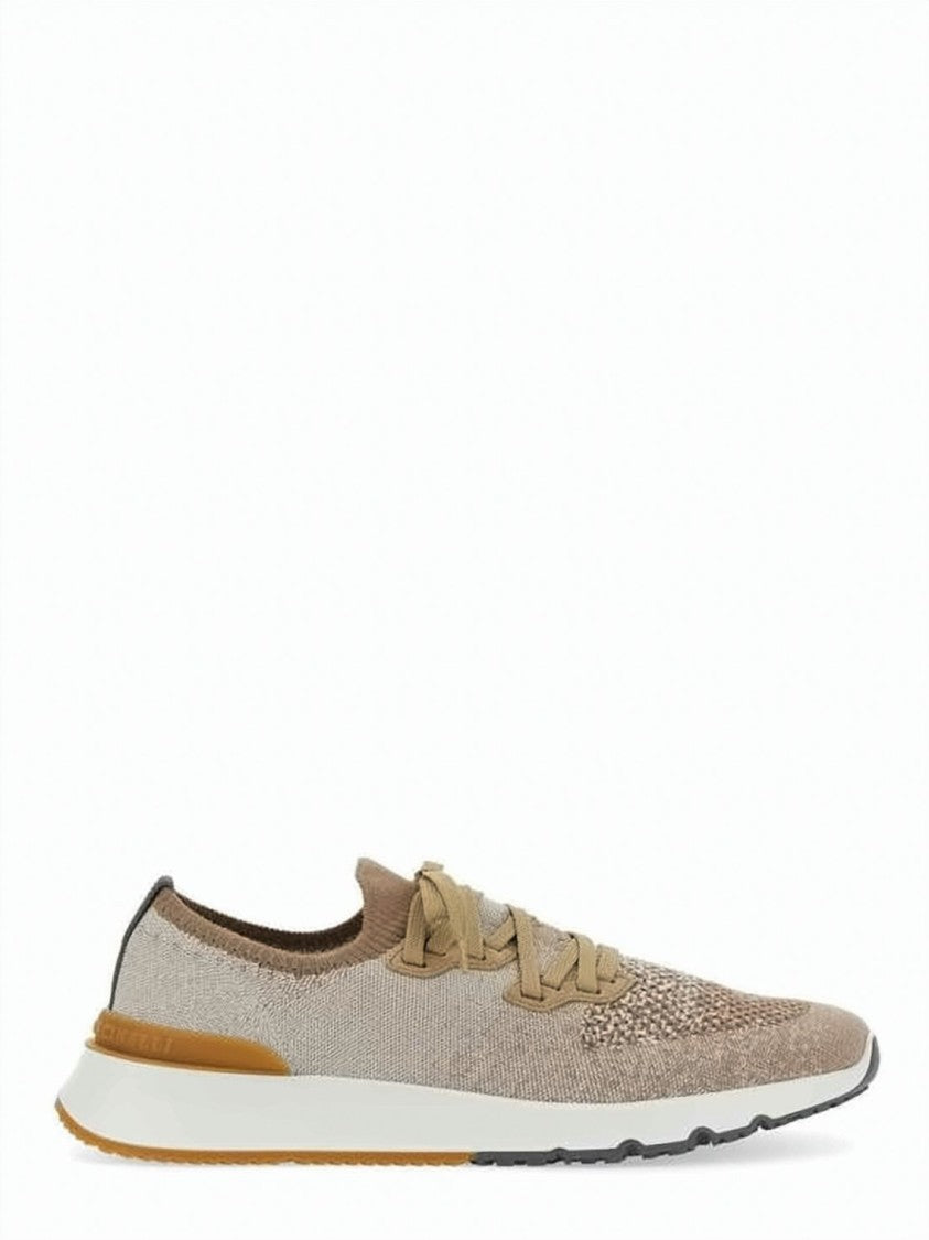 Brunello Cucinelli Textured Knit Runner With White Rubber Sole