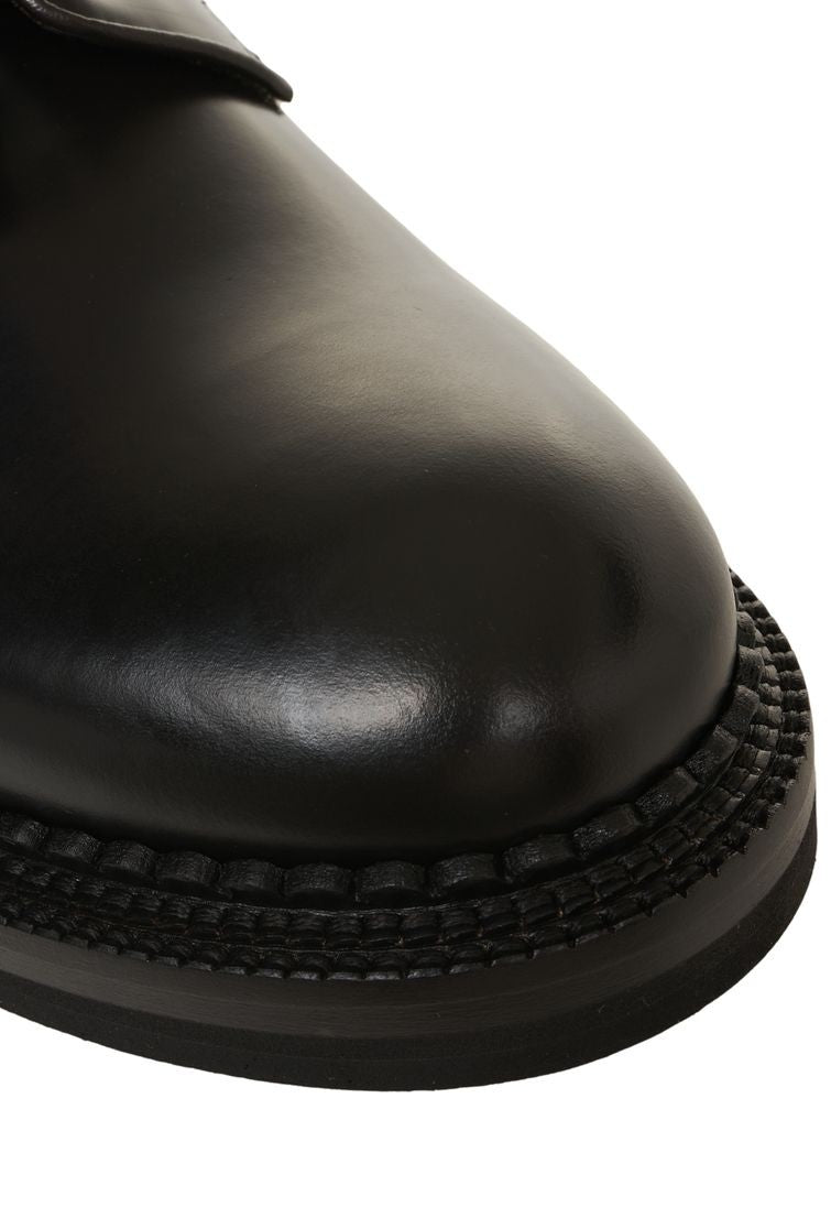 Green George Smooth Leather Derby Shoes With Grooved Sole