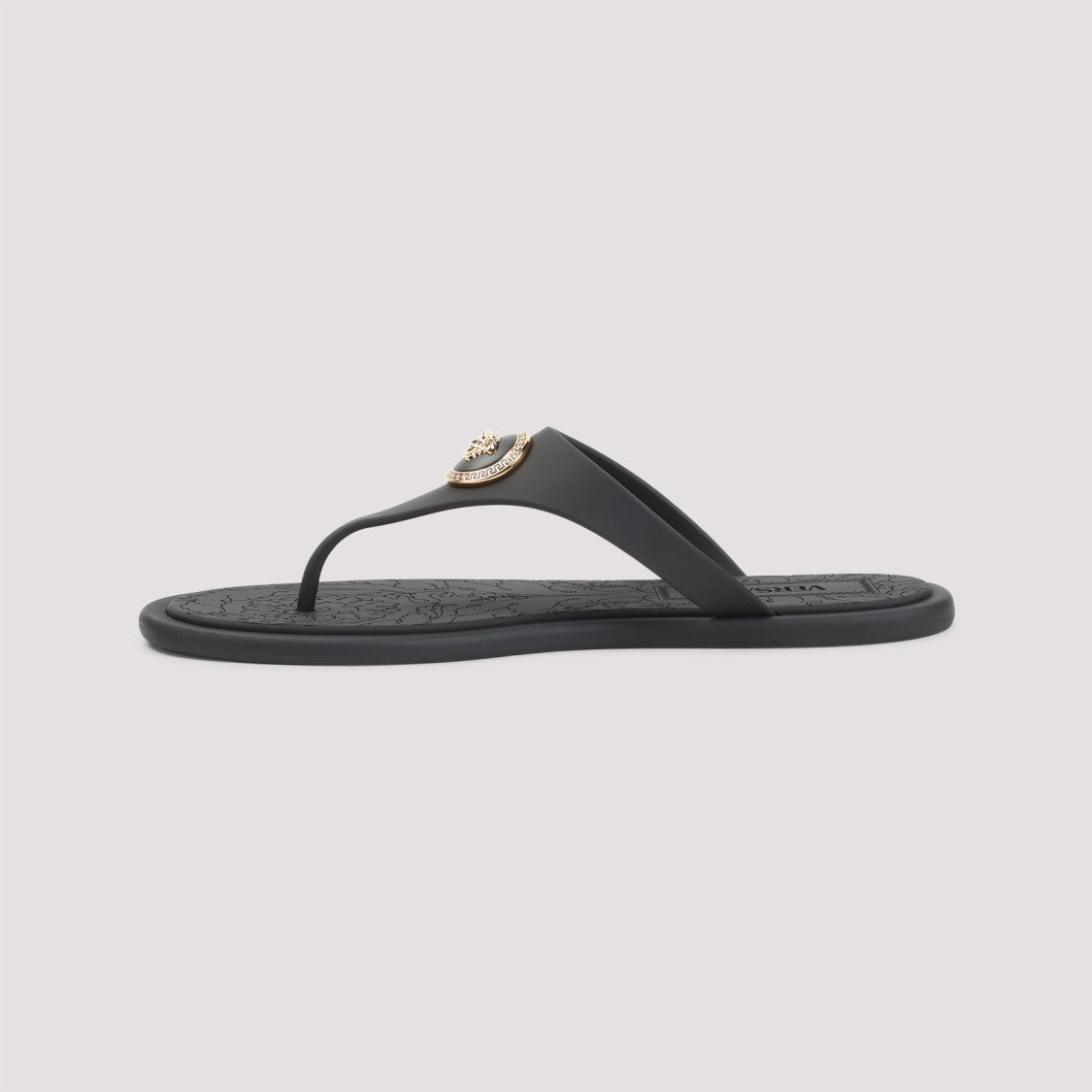 Versace Black Rubber Sandals With Medusa Emblem