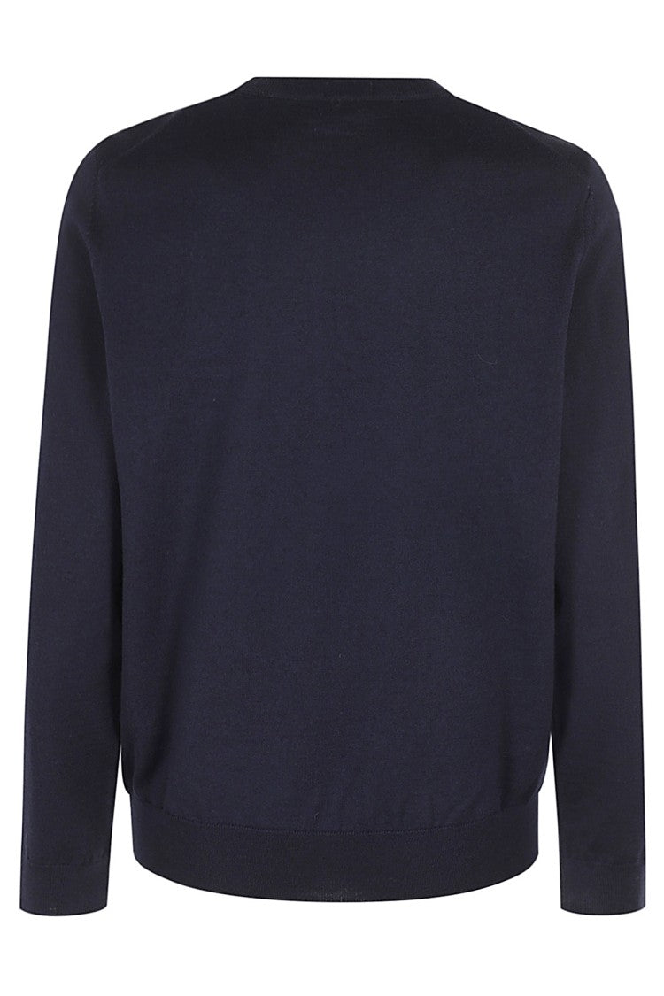 Boss Botto Blue Stretch Virgin Wool Crewneck Sweater